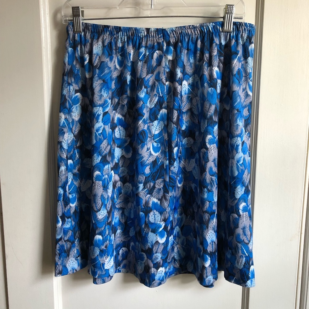 Vintage Blue Feather Print Mini Skirt